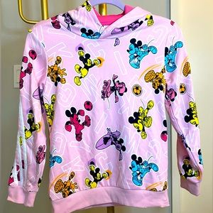 Adidas x Disney Mickey Mouse Soccer Surfing Sports Pink Hoodie Kids Size